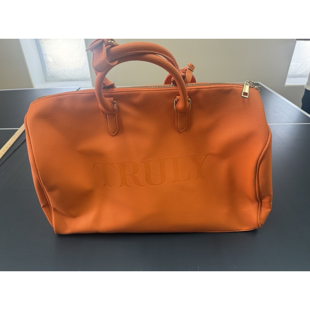 TRULY Duffle Orange Travel Bag with Shoulder Strap. Read Description.